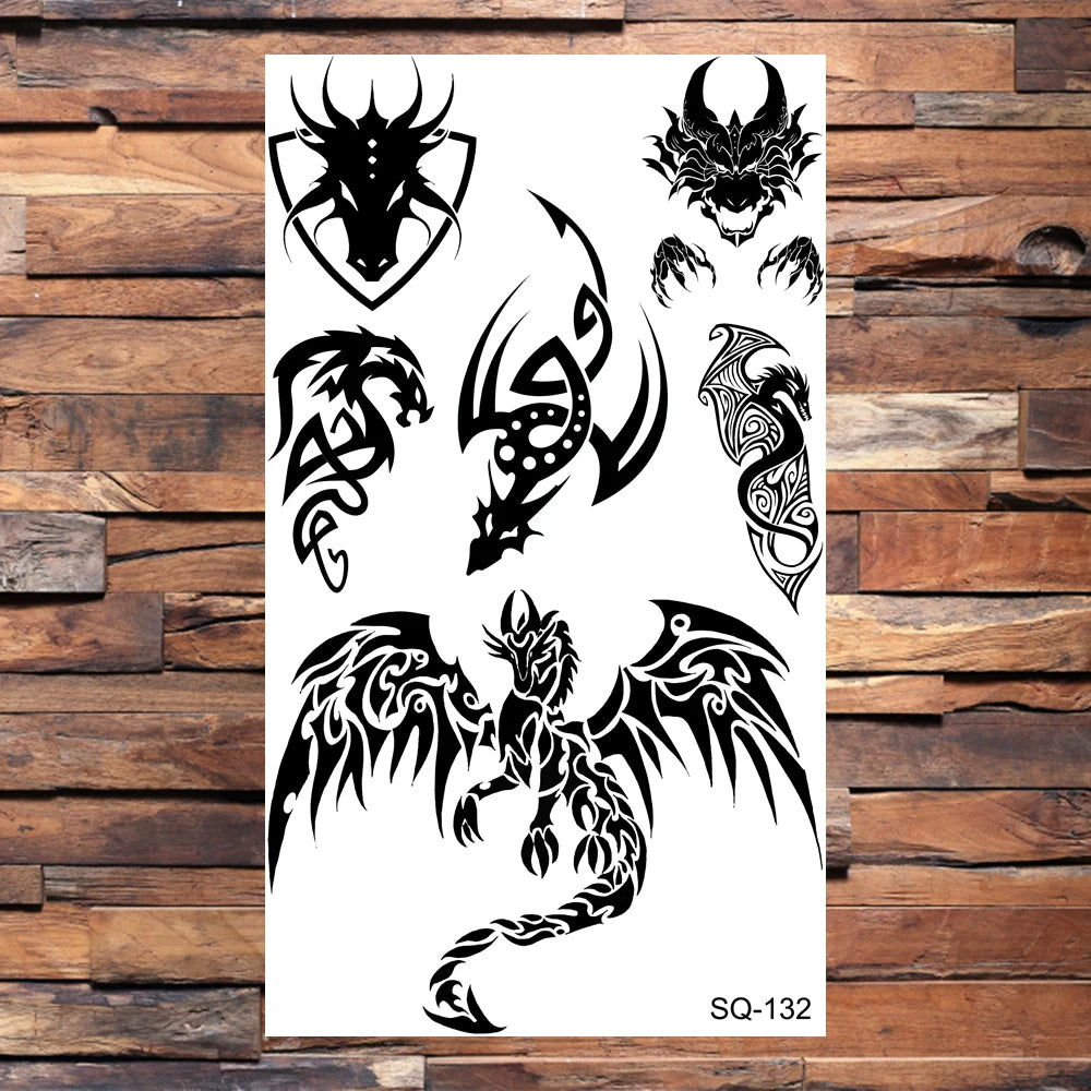 Black Lips Temporary Tattoos For Women Men Realistic Eye Skull Planet String Fake Tattoo Sticker Hand Body Tatoos Hot Sale Small