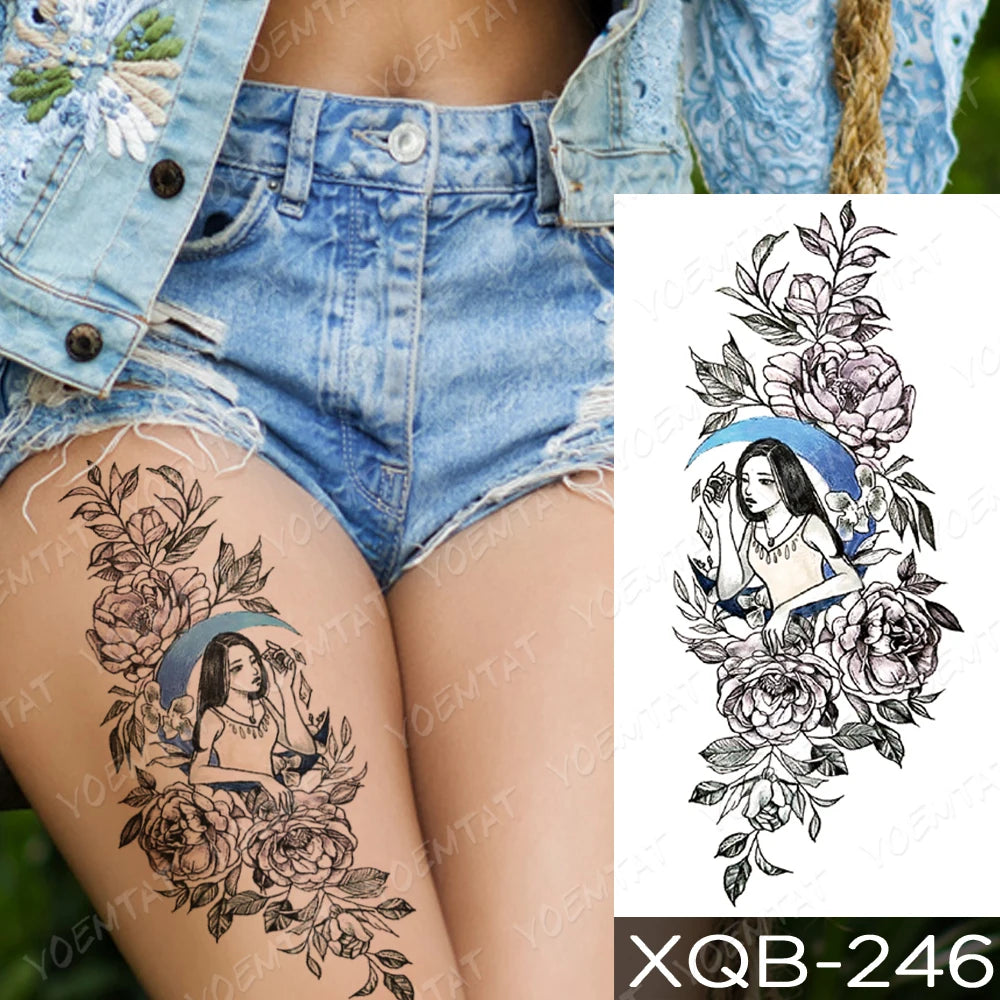Waterproof Temporary Tattoo Sticker FLowers Dream Catcher Flash Tattoos Flowers Bird Rose Body Art Arm Fake Sleeve Tatoo Women