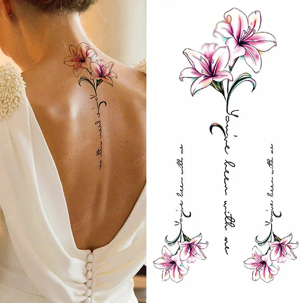 Black Temporary Tattoos Sexy Women Body Arm Art Compass Snake Flower Henna Mandala Waterproof  Character Fake Girl Tatoo Sticker