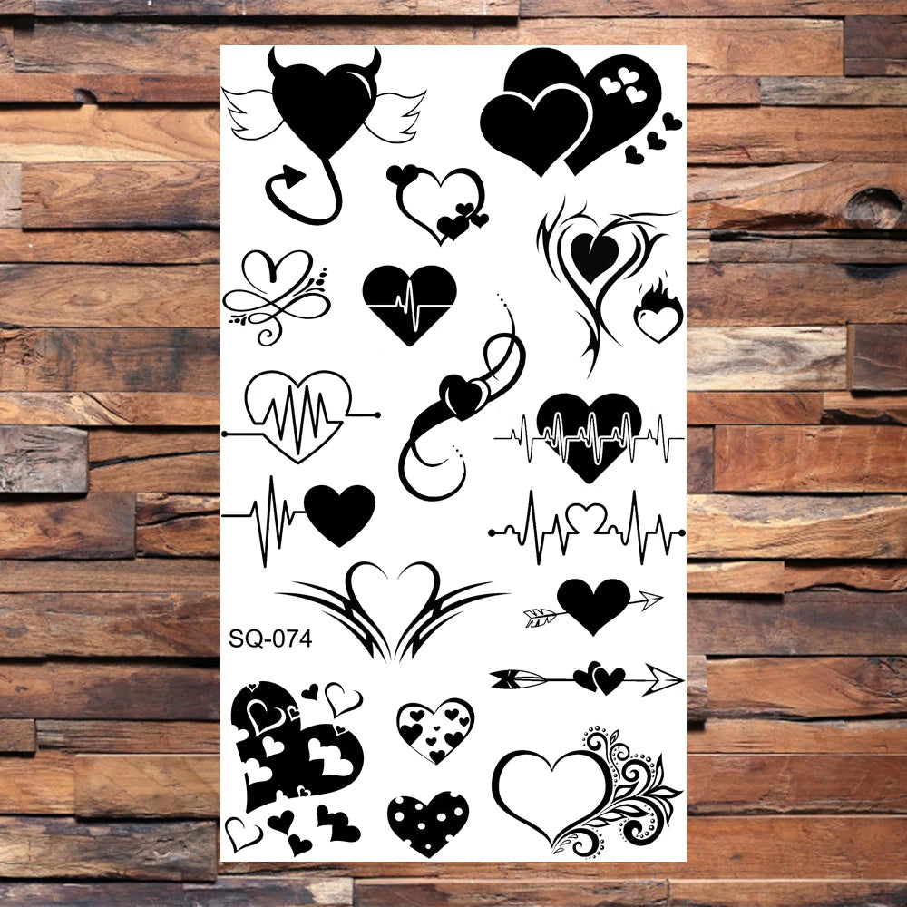 Black Lips Temporary Tattoos For Women Men Realistic Eye Skull Planet String Fake Tattoo Sticker Hand Body Tatoos Hot Sale Small