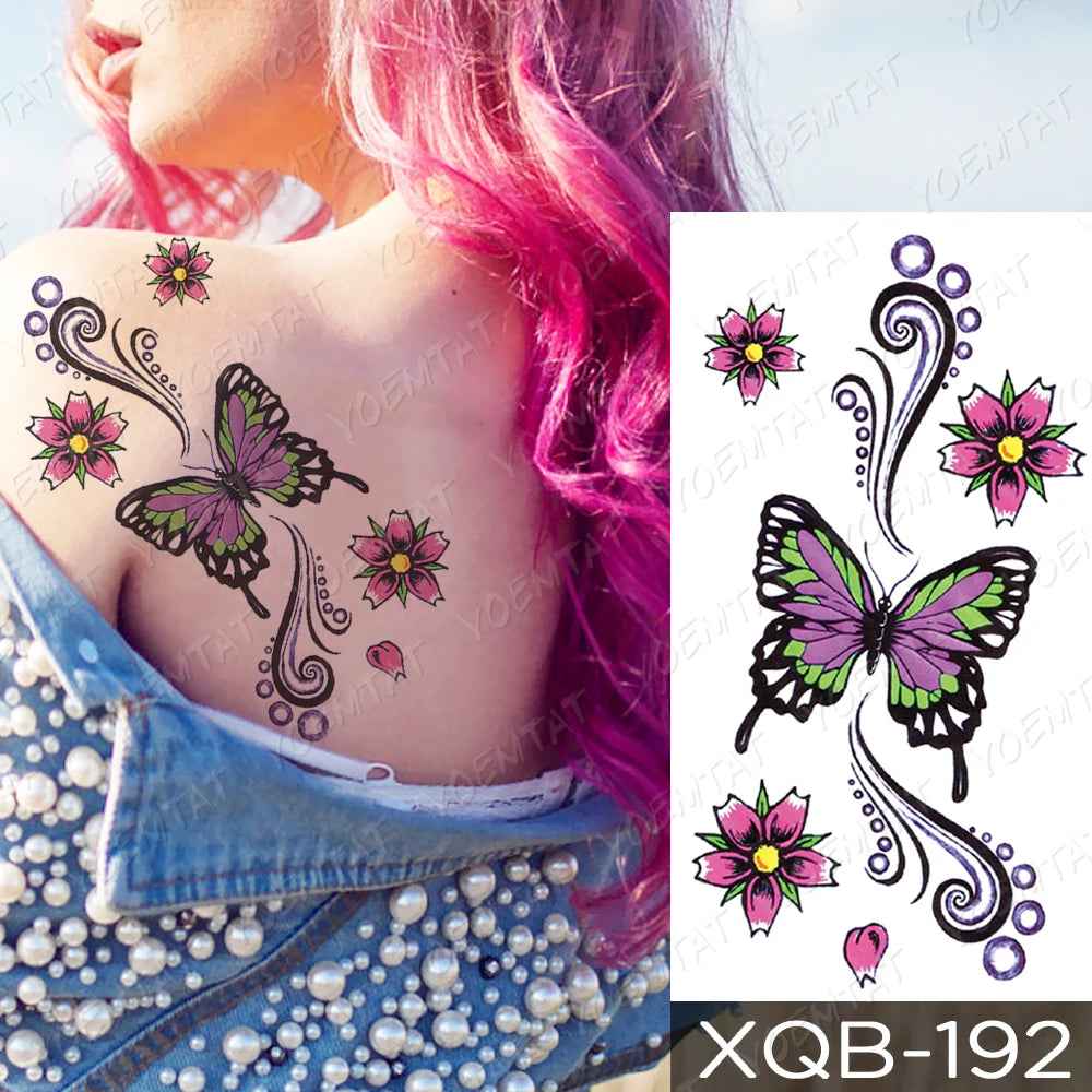 Waterproof Temporary Tattoo Sticker FLowers Dream Catcher Flash Tattoos Flowers Bird Rose Body Art Arm Fake Sleeve Tatoo Women