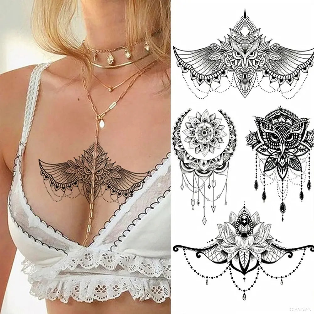 Watercolor Arm Letter Temporary Tattoos Sleeve English Word Lip Print Feather Decorate Realistic Fake Body Women Totem Sticker