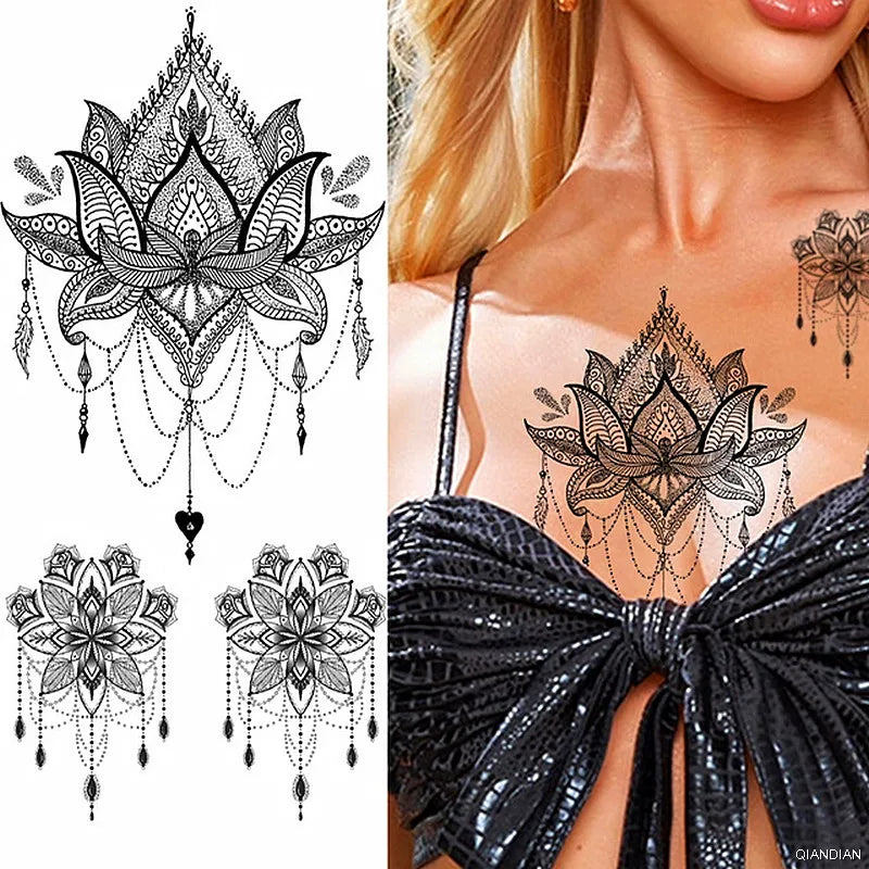 Watercolor Arm Letter Temporary Tattoos Sleeve English Word Lip Print Feather Decorate Realistic Fake Body Women Totem Sticker
