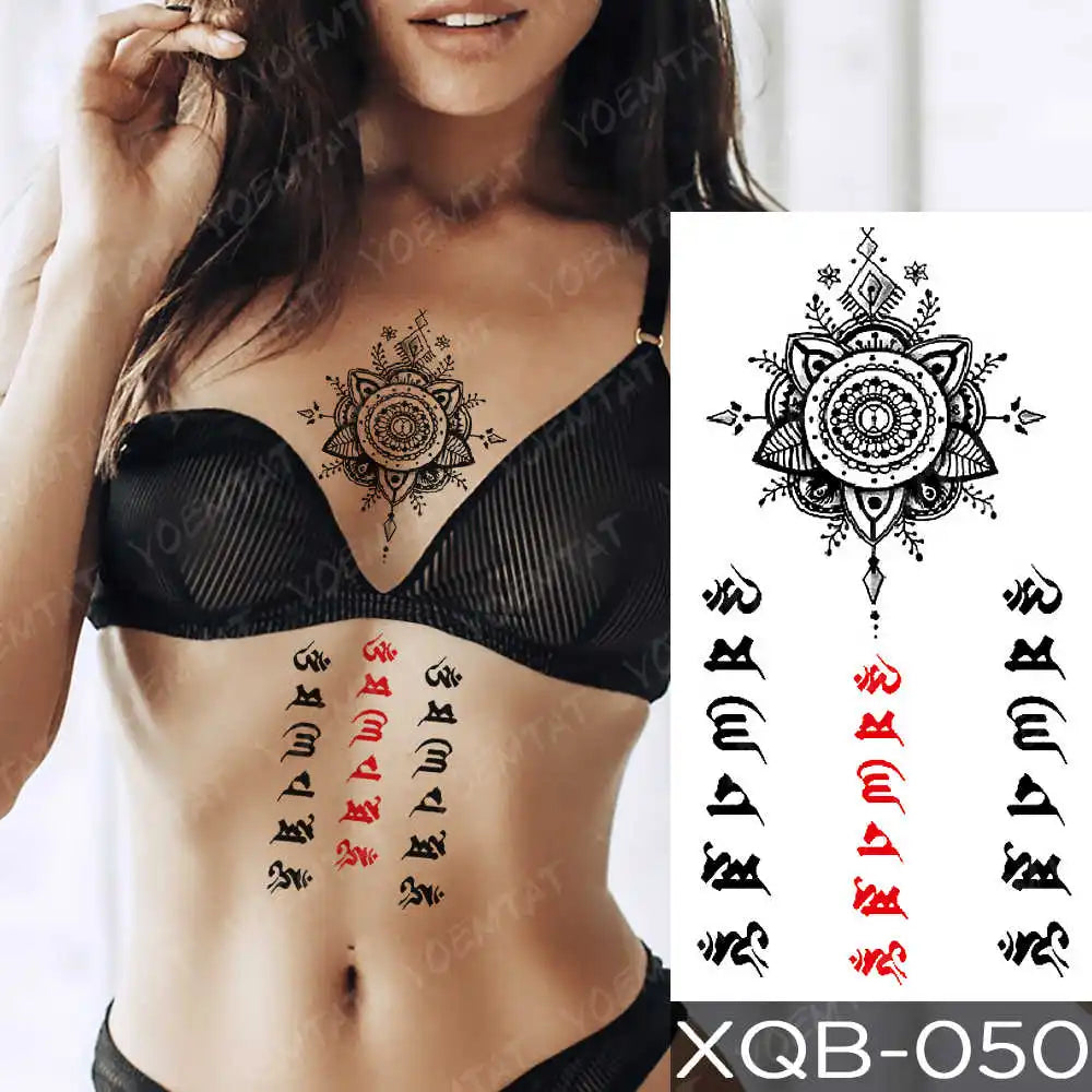 Waterproof Temporary Tattoo Sticker Moon Rose Mandala Lotus Flash Tattoos Lion Fox Flowers Body Art Arm Fake Tatoo Women Men
