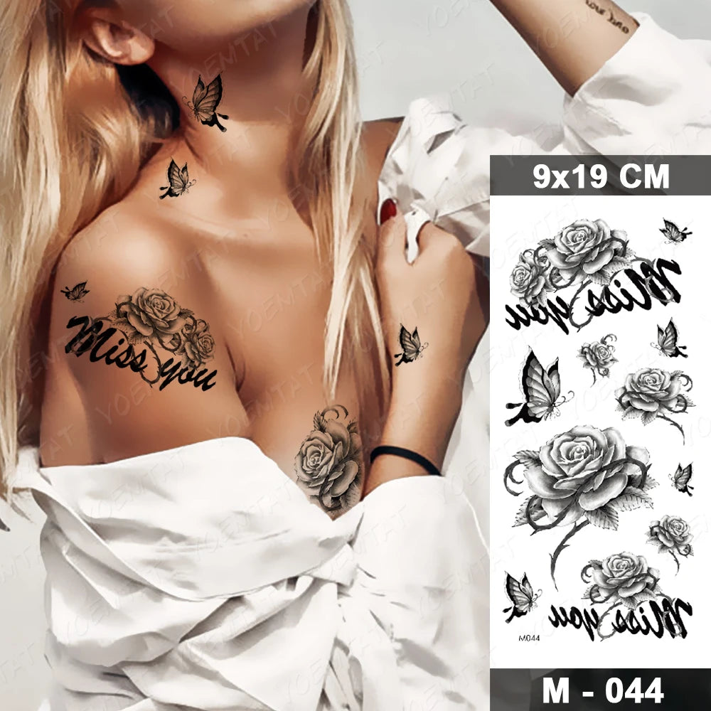 Waterproof Temporary Tattoo Sticker 3D Feather Butterfly Flash Tatoo Wrist shoulder leg Fake Tatto For Body Art Women Girl