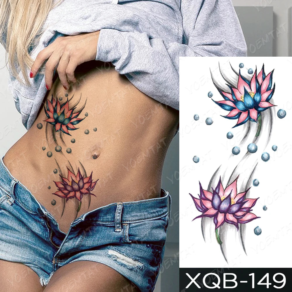Waterproof Temporary Tattoo Sticker FLowers Dream Catcher Flash Tattoos Flowers Bird Rose Body Art Arm Fake Sleeve Tatoo Women