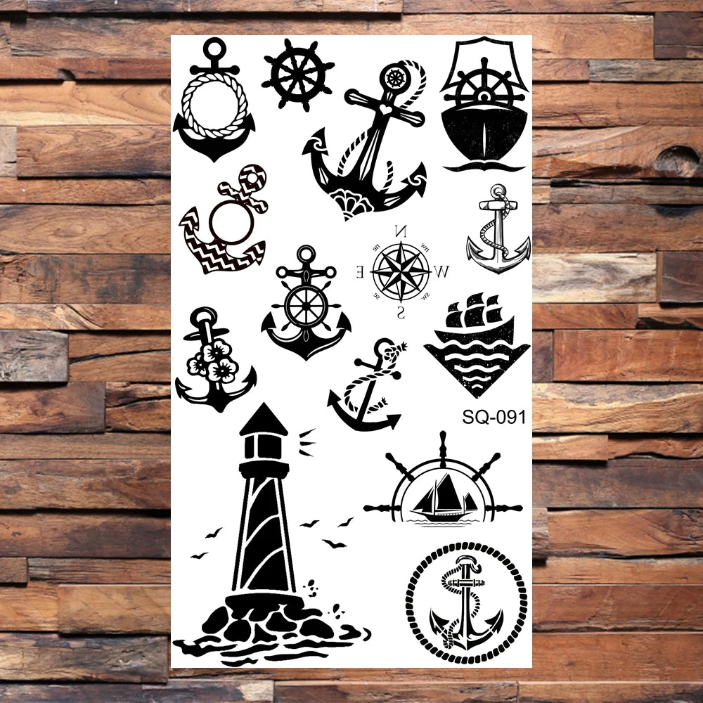 Black Lips Temporary Tattoos For Women Men Realistic Eye Skull Planet String Fake Tattoo Sticker Hand Body Tatoos Hot Sale Small