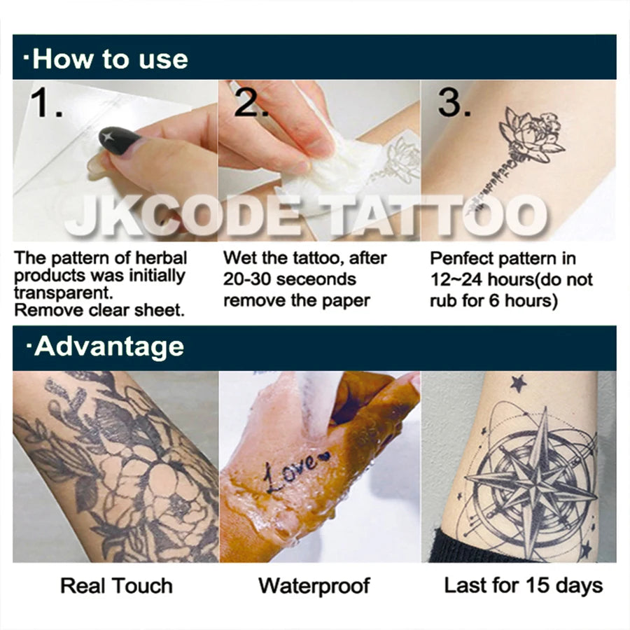 Waterproof Mehndi Design Semi-permanent Tattoos, Hands, Temporary Tattoos, Star and Moon Bracelet， Waterproof, Realistic Fake Ta