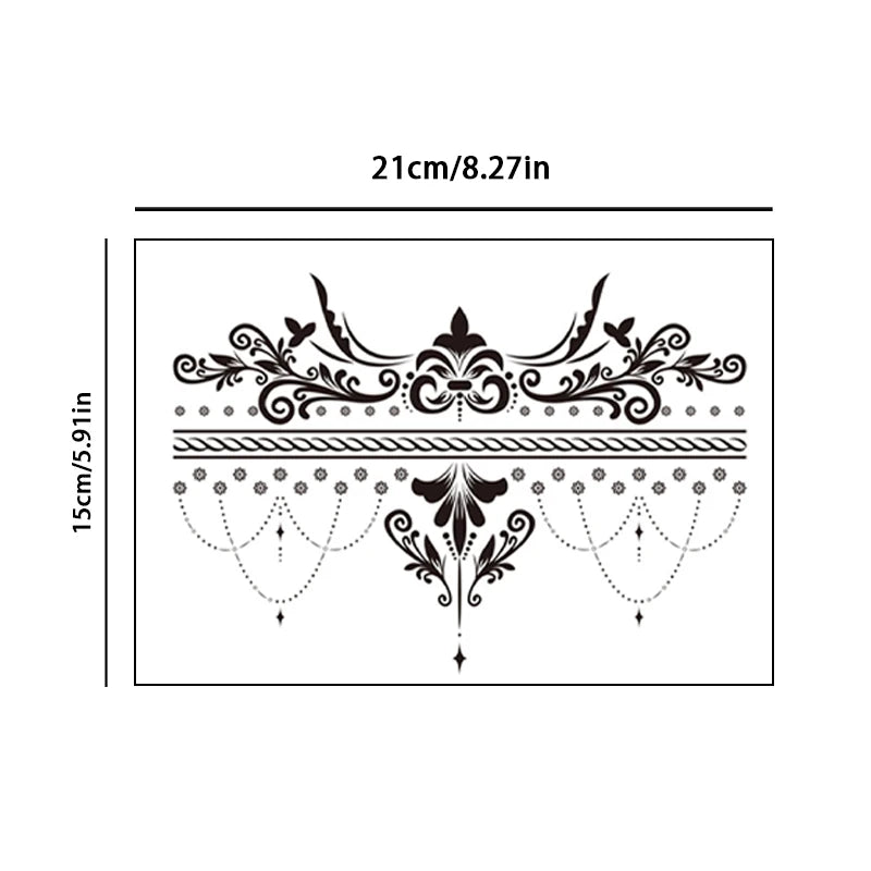 Black Leg Ring with Totem Design, Sexy Leg Tattoo, Realistic Colored Butterfly, Waterproof, Disposable Temporary Sticker
