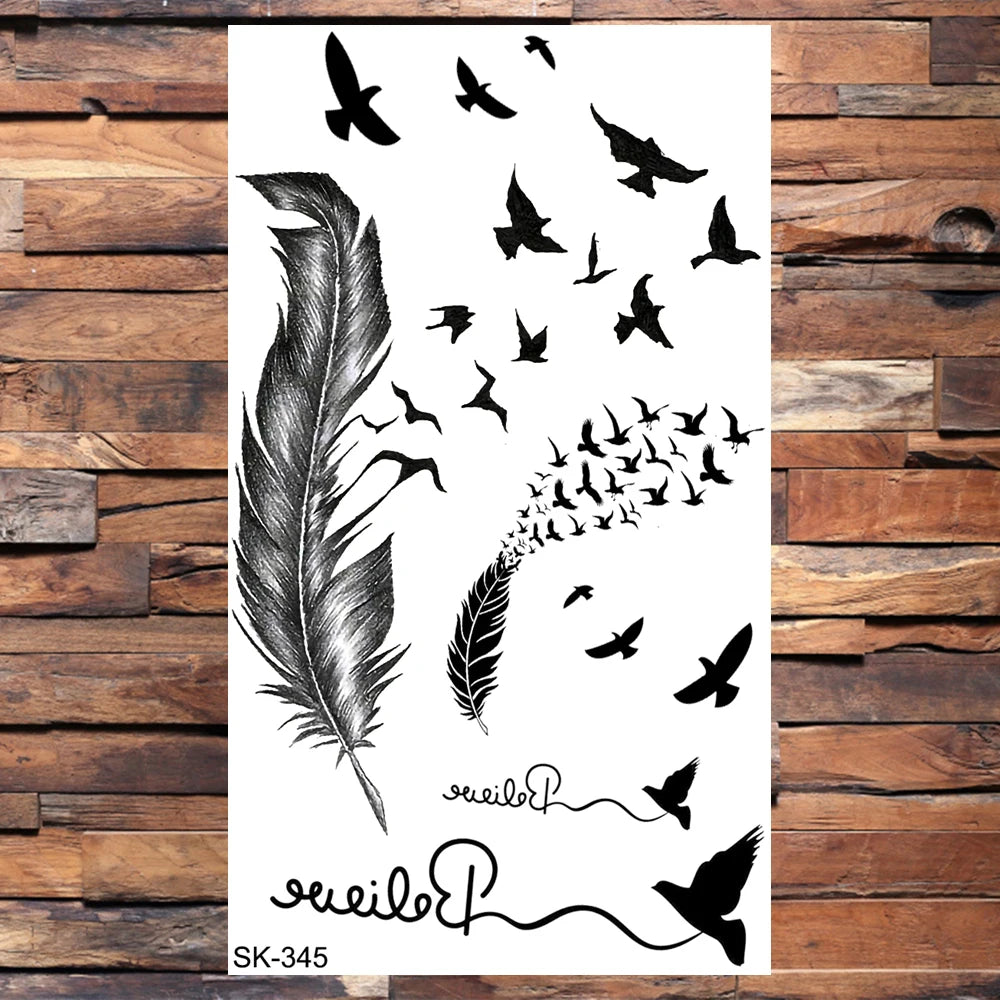 AQ-066 Women Sexy Finger Wrist Flash Fake Tattoo Liberty Small swallow Birds Flying Design Waterproof Temporary Tattoos Stickers