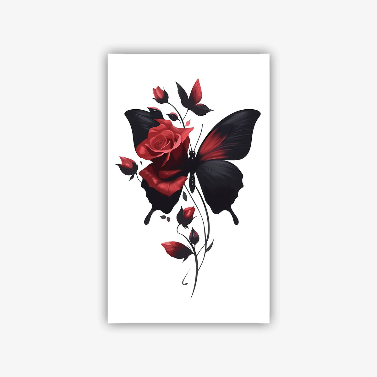 Temporary Tattoo Sticker, Exquisite Butterfly and Rose Design, Realistic Temporary Tattoo, Waterproof Body Art Sticker for Women