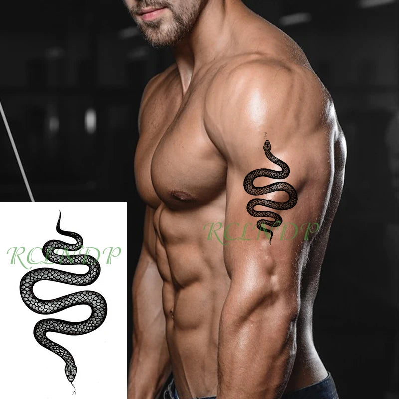 Waterproof Temporary Tattoo Sticker creative crawling black snake personality Flash Tatto Fake Tatoo For Girl Women Men