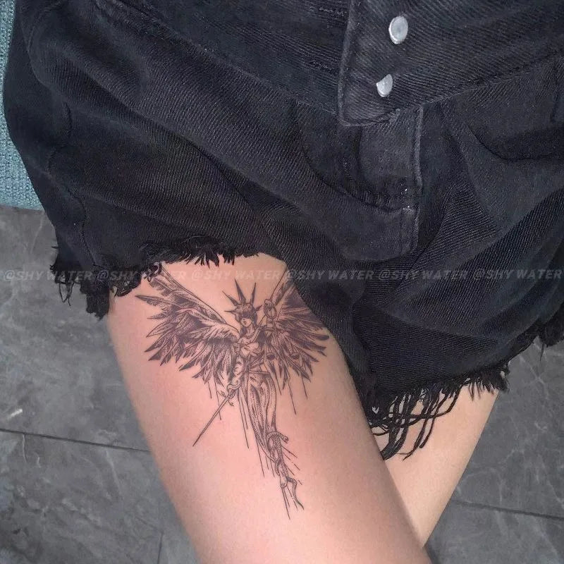 Herbal Angel Temporary Tattoos for Woman Man American Style Art Tattoo Sticker Semi Permanent Fake Tattoo Realistic Cover Scar