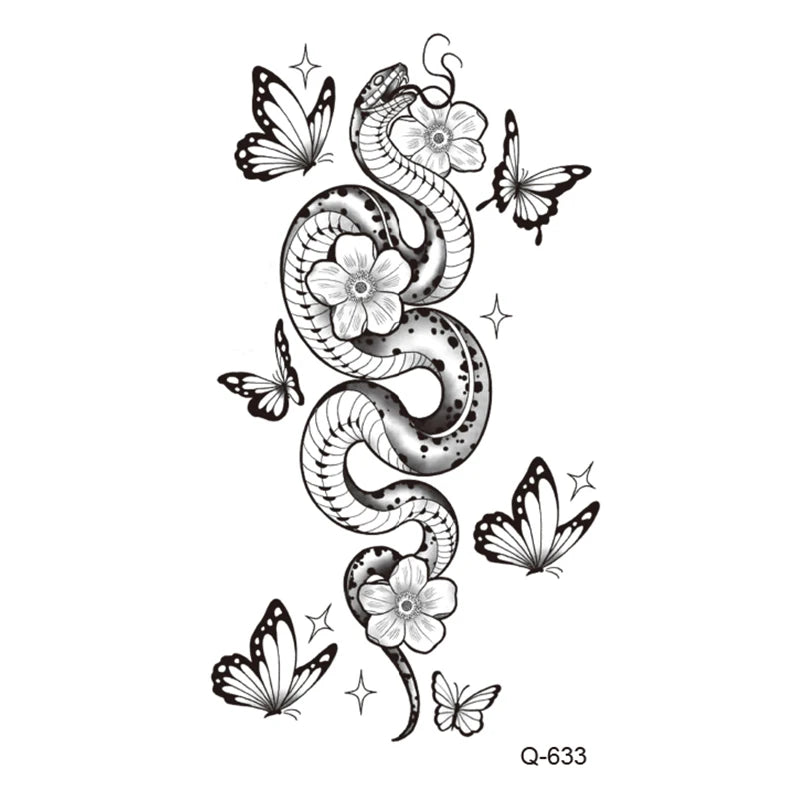 Small Animal Wolf Lion Scorpion Men Waterproof Temporary Tattoo Sticker Wing Sword Helmet Body Art Wrist Neck Fake Mini Tatoo