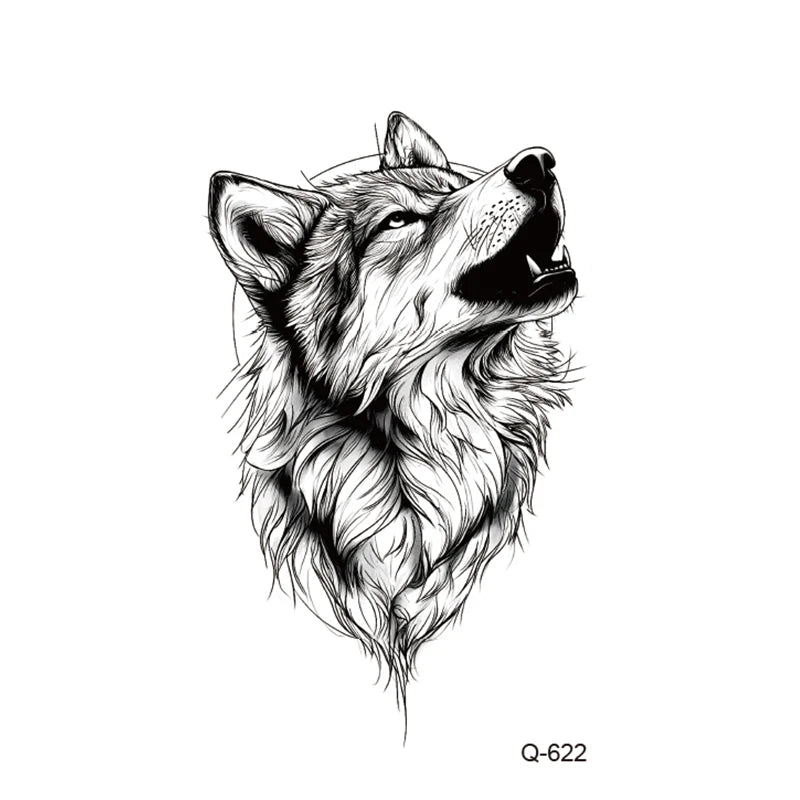 Small Animal Wolf Lion Scorpion Men Waterproof Temporary Tattoo Sticker Wing Sword Helmet Body Art Wrist Neck Fake Mini Tatoo