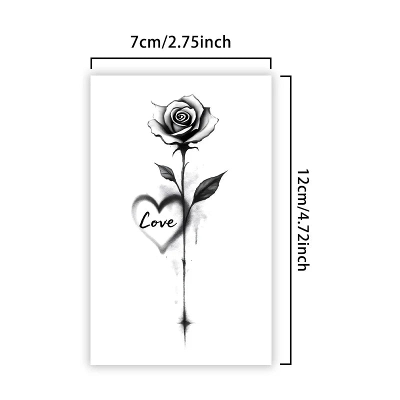 Rose Herbal Temporary Tattoo Stickers, Long-lasting Waterproof for One to Two Weeks, Fake Tattoo for Women, Arm, Neck, Leg