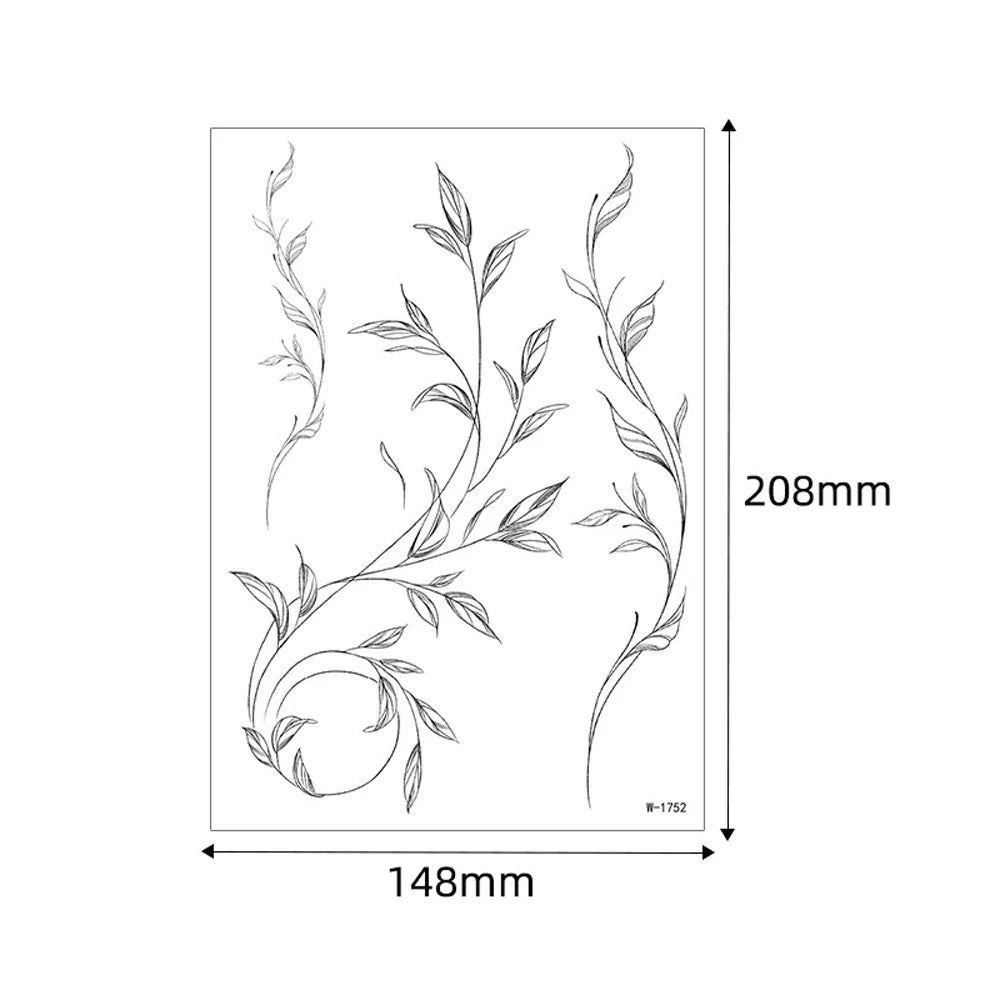 Waterproof Black Flower Temporary Tattoos for Women Floral Leaf Fake Tattoo Sticker for Hand Arm Leg Body Art Decor