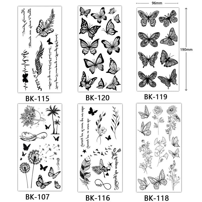 Black Large Flower False Tattoo Sticker For Women Rose Peony Temporary DIY Water Transfer Tattoos Girls Hand Back Body Art