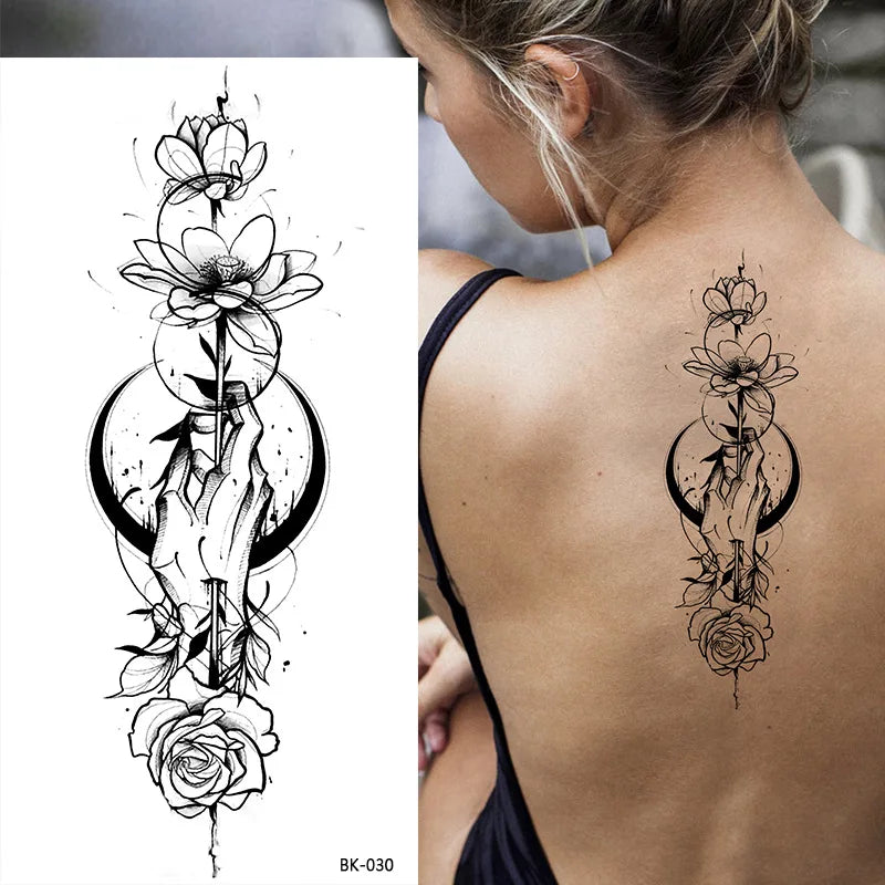Temporary Rose Flower Skin Tattoo Stickers Removable Blossom Flase Tattoos for Apart Arm and Shoulder Neck Back Flower Tattoos