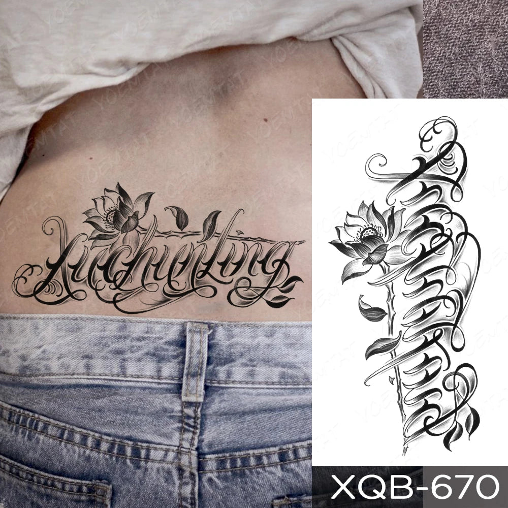 Waterproof Temporary Tattoo Sticker Butterfly Flower Totem Flash Tatto Y2k Style Body Art Arm Leg Waist Fake Tatoo Men Women