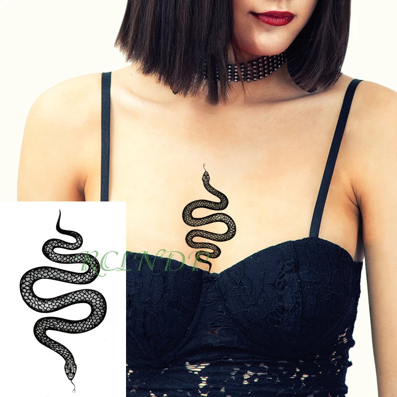 Waterproof Temporary Tattoo Sticker creative crawling black snake personality Flash Tatto Fake Tatoo For Girl Women Men