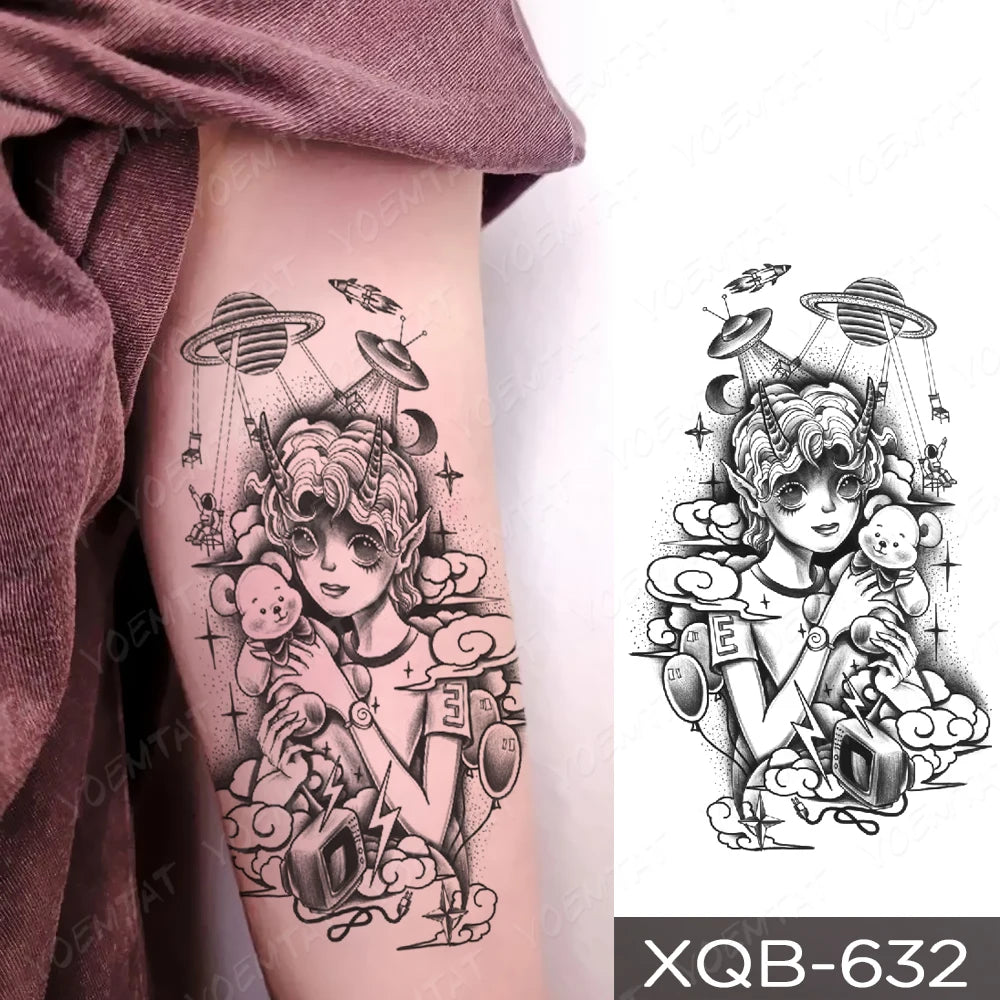 Waterproof Temporary Tattoo Sticker Butterfly Flower Totem Flash Tatto Y2k Style Body Art Arm Leg Waist Fake Tatoo Men Women