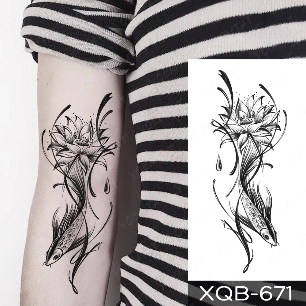Waterproof Temporary Tattoo Sticker Butterfly Flower Totem Flash Tatto Y2k Style Body Art Arm Leg Waist Fake Tatoo Men Women
