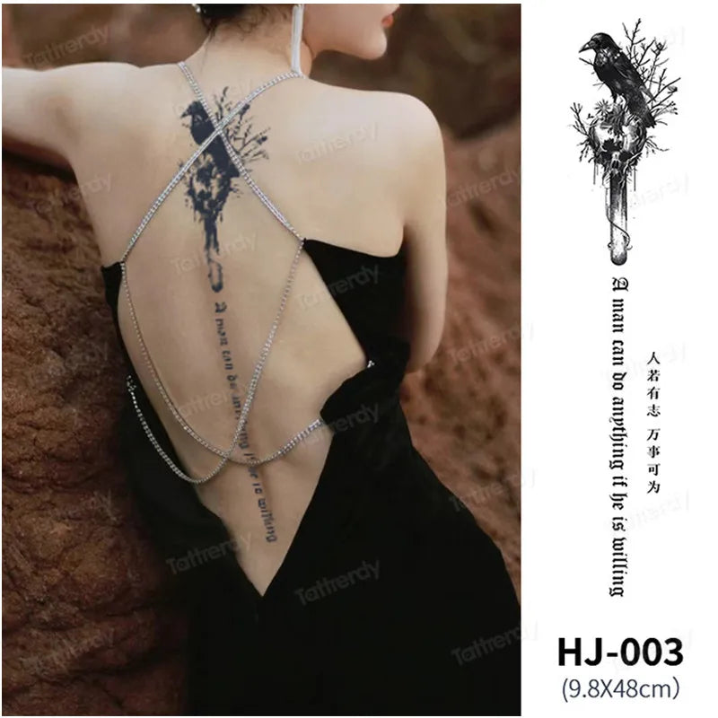 Butterfly Text Rose Flower Temporary Tattoo Stickers Long Lasting 2 Weeks Herbal Juice Ink Body Art Back Leg Chest Tattoo Women