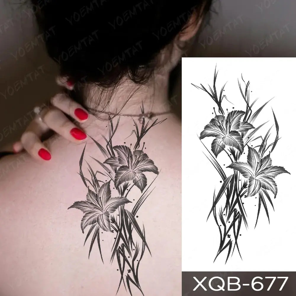 Waterproof Temporary Tattoo Sticker Butterfly Flower Totem Flash Tatto Y2k Style Body Art Arm Leg Waist Fake Tatoo Men Women