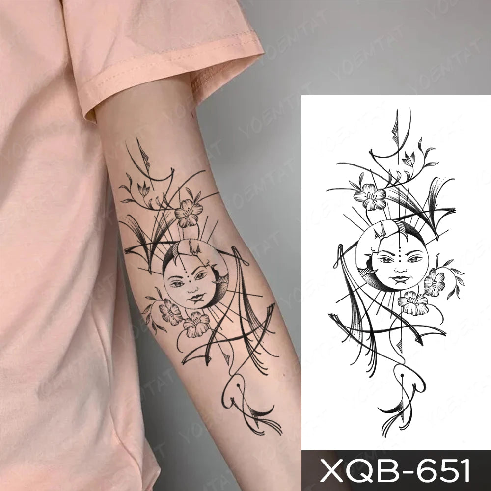Waterproof Temporary Tattoo Sticker Butterfly Flower Totem Flash Tatto Y2k Style Body Art Arm Leg Waist Fake Tatoo Men Women