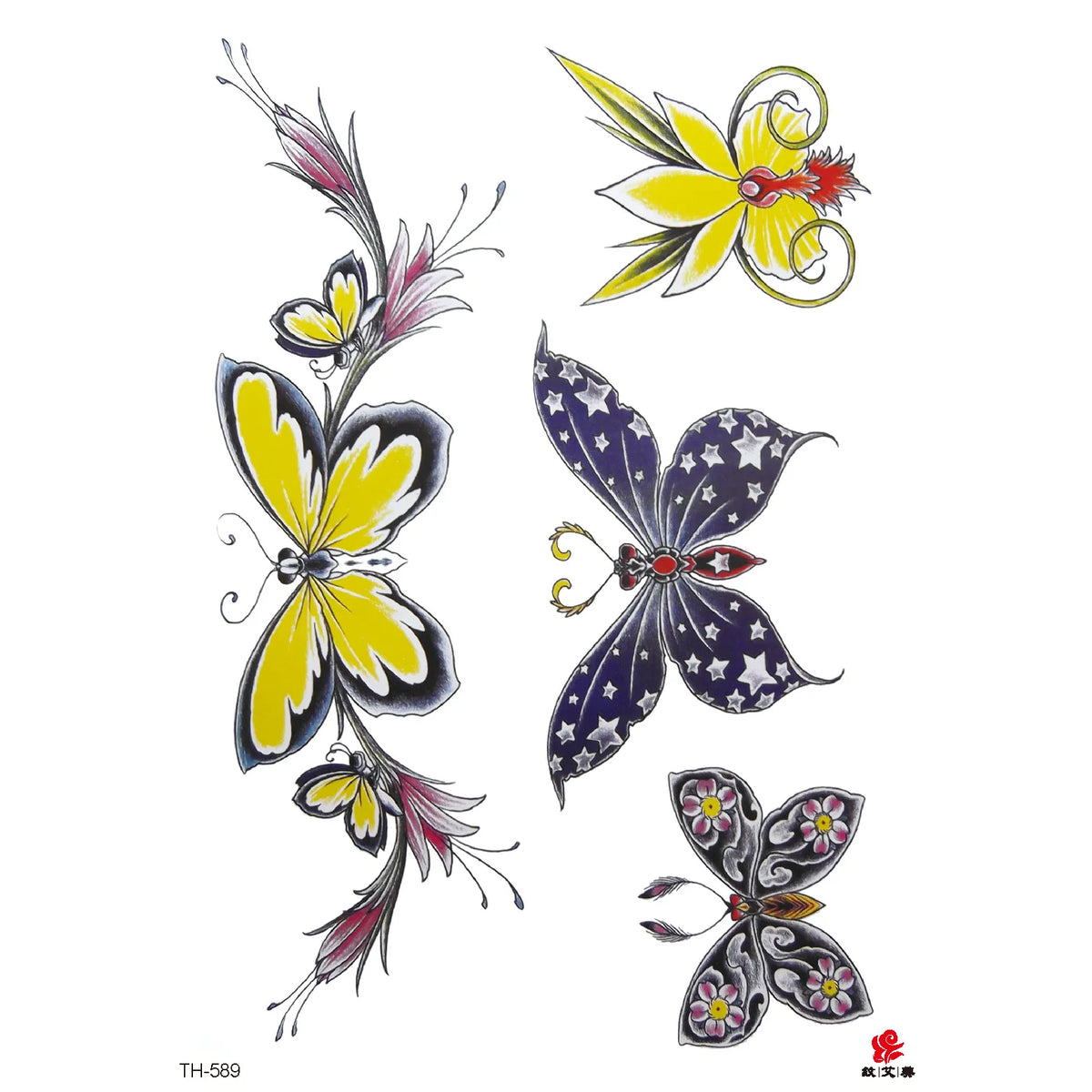 Waterproof Temporary Tattoo Sticker Butterfly Flower wing fake tatto flash tatoo tatouage temporaire waist chest for women girl