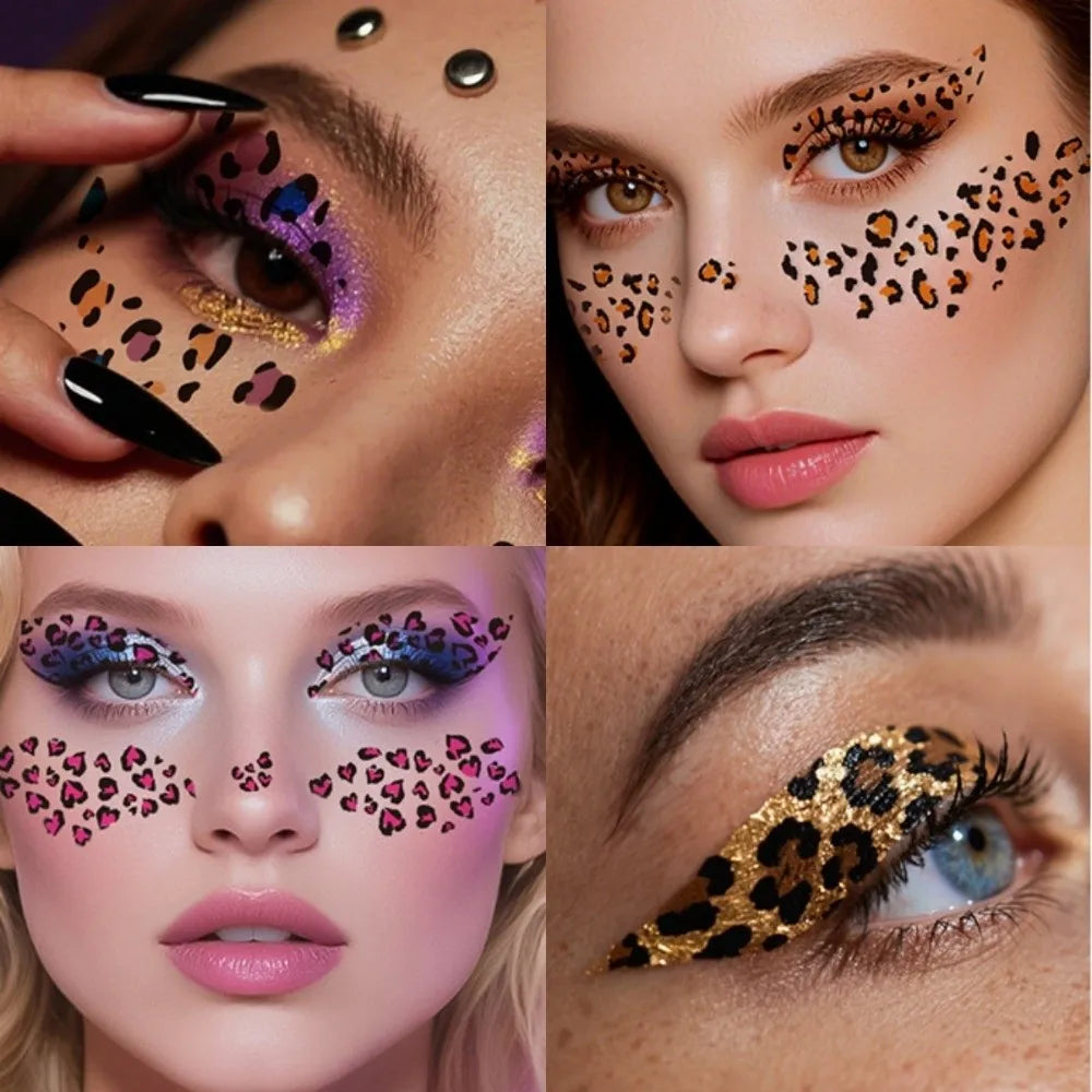 10pcs Water Transfer Leopard Print Tattoo Stickers Instant Fake Temporary Tattoo Waterproof Easy To Use Body Art Sticker Cosplay