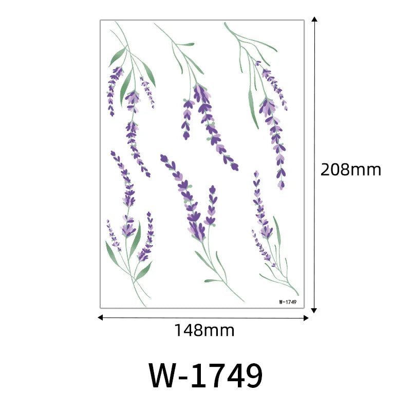 1 Sheet Flower Leaf Temporary Tattoos for Women Floral Hand Tattoo Body Art Fake Tattoo Waterproof