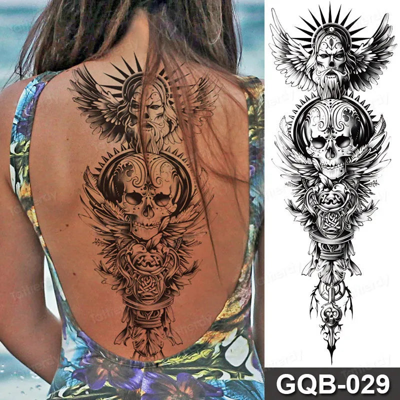 Rose Peony Flower Temporary Tattoo Full Arm Sleeve Leg Thigh Waist Women Body Art Waterproof Tattoo Stickers Large Size 48*17Cm