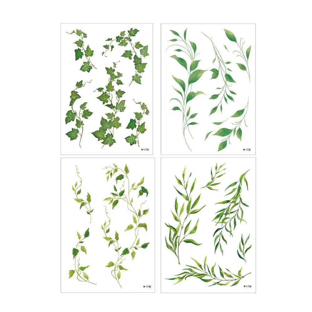 1 Sheet Flower Leaf Temporary Tattoos for Women Floral Hand Tattoo Body Art Fake Tattoo Waterproof