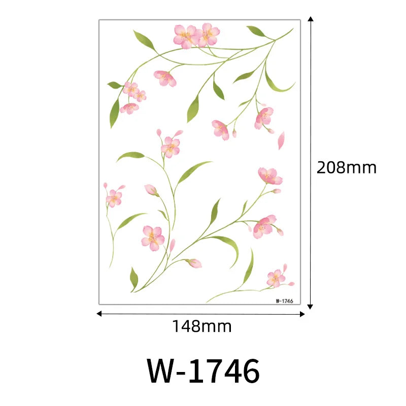 1 Sheet Flower Leaf Temporary Tattoos for Women Floral Hand Tattoo Body Art Fake Tattoo Waterproof