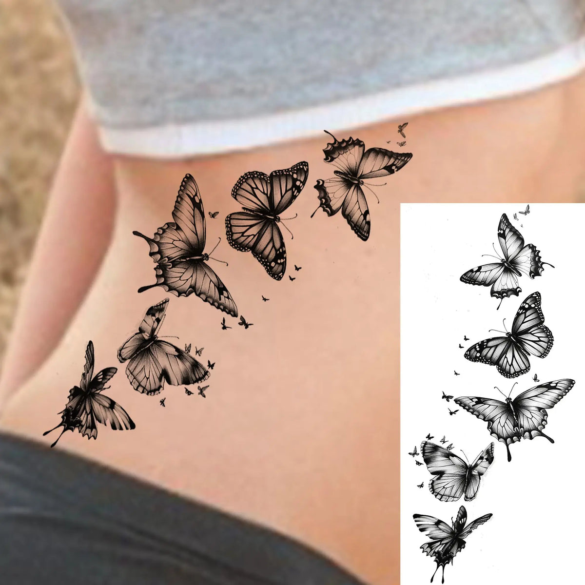 1 Sheet Waterproof Beautiful Butterfly Flowers Temporary Tattoos For Women Girls Tatoos Realistic Fake Tattoos Body Art Stickers