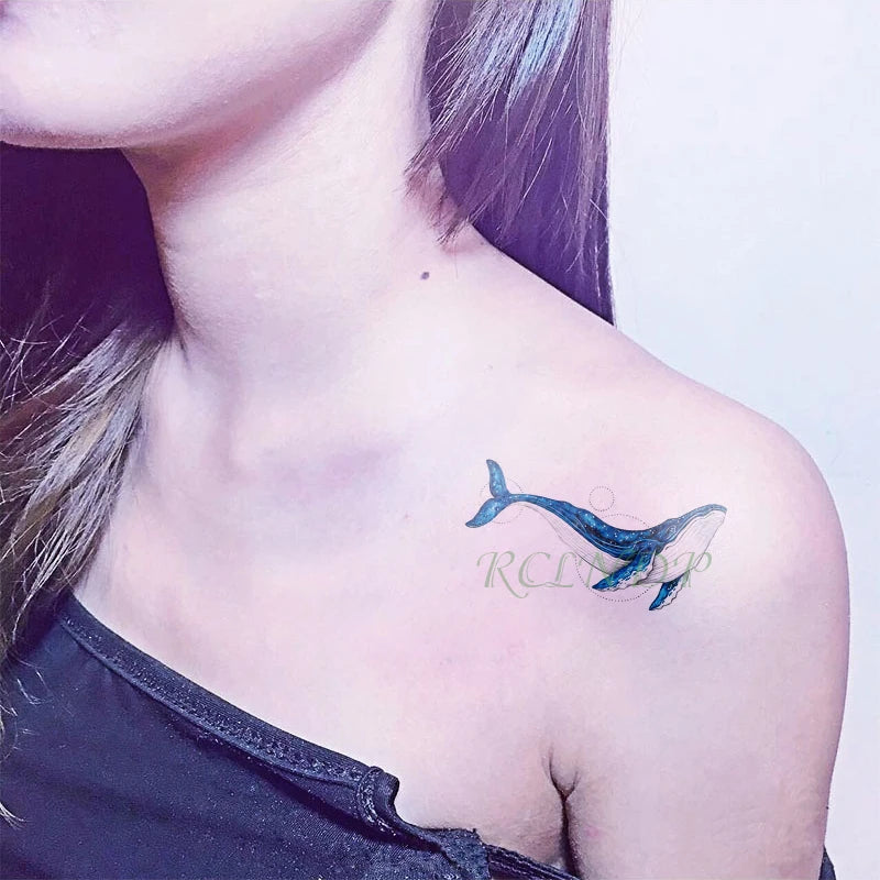 Waterproof Temporary Tattoo sticker whale small fake tatto stickers flash tatoo hand foot tattoos for girl men women kids