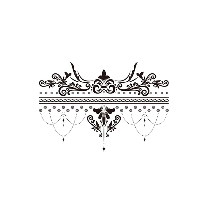 Black Leg Ring with Totem Design, Sexy Leg Tattoo, Realistic Colored Butterfly, Waterproof, Disposable Temporary Sticker