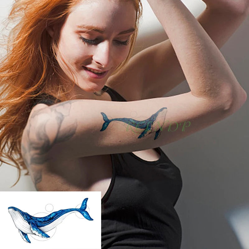 Waterproof Temporary Tattoo sticker whale small fake tatto stickers flash tatoo hand foot tattoos for girl men women kids