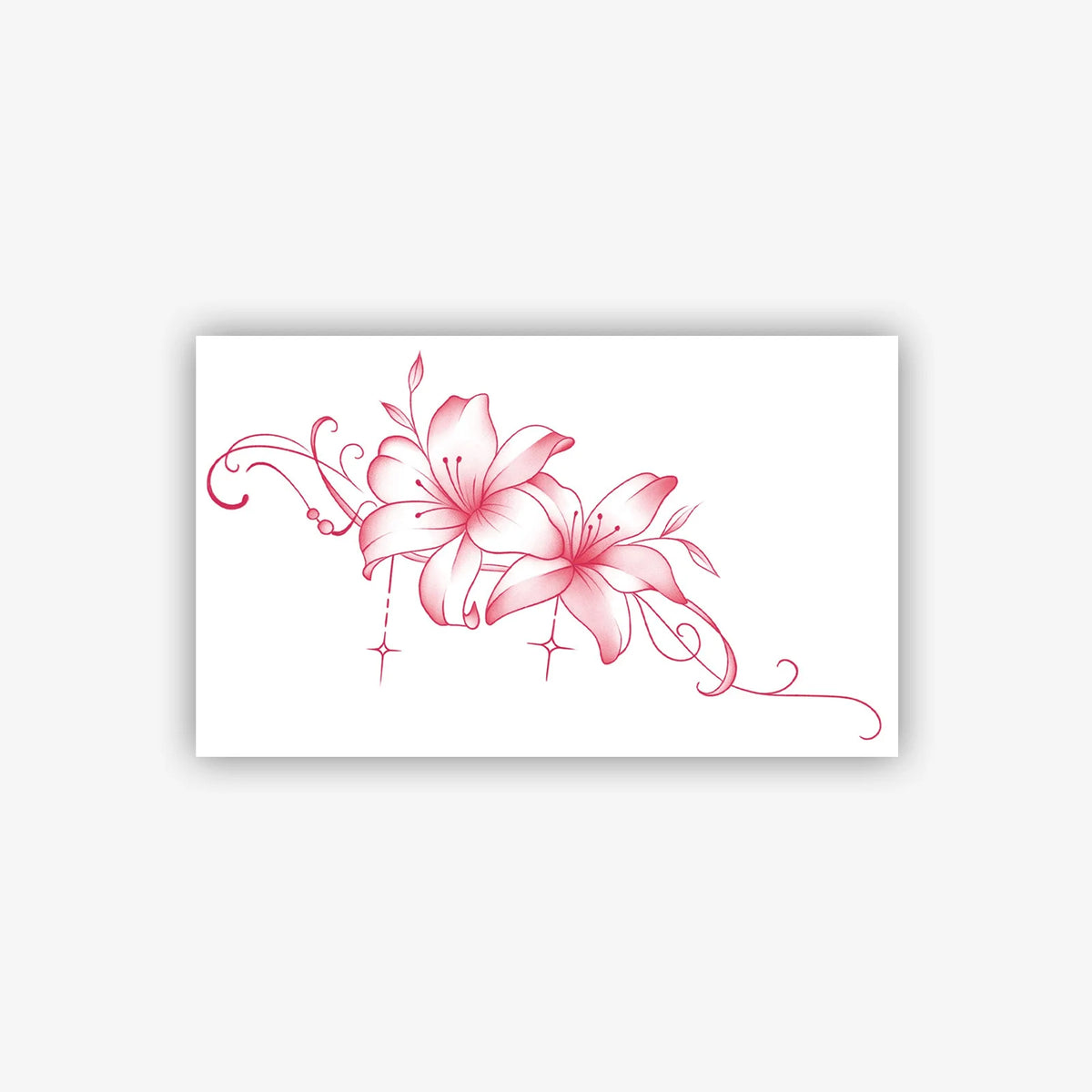 Floral Temporary Tattoo Sticker with Stars, Pink Flower Elegant Body Art for Women, Waterproof Fake Tattoo