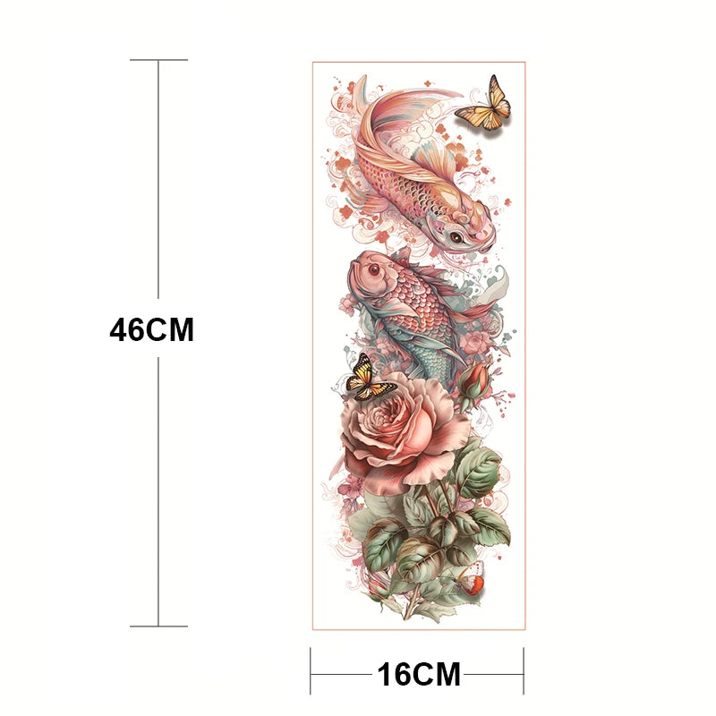 Large Arm Sleeve Tattoo Waterproof Temporary Tattoo Full Arm Body Art Stickers Women Adult Man Tattoo Wolf Lion Head Rose Flower