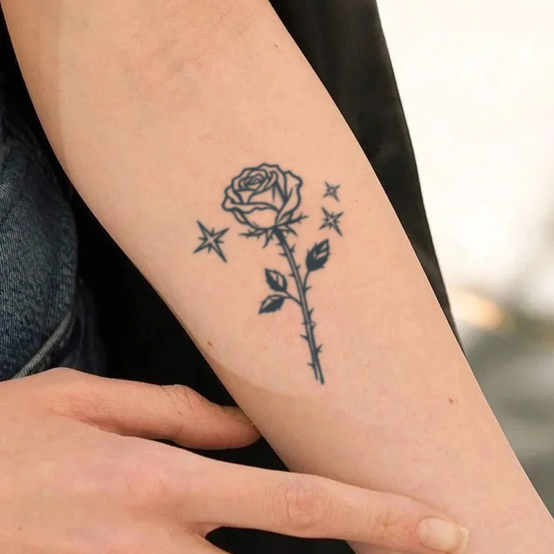 Rose Herbal Temporary Tattoo Stickers, Long-lasting Waterproof for One to Two Weeks, Fake Tattoo for Women, Arm, Neck, Leg