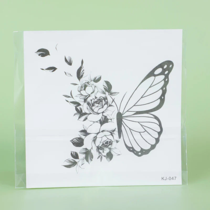 Butterfly and Flower, 1Pc Waterproof Temporary Tattoo Stickers, Long-lasting Waterproof for One to Two Weeks, For Arm, Leg.