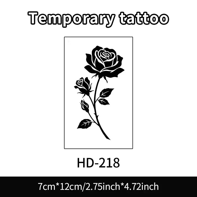 Rose Herbal Temporary Tattoo Stickers, Long-lasting Waterproof for One to Two Weeks, Fake Tattoo for Women, Arm, Neck, Leg