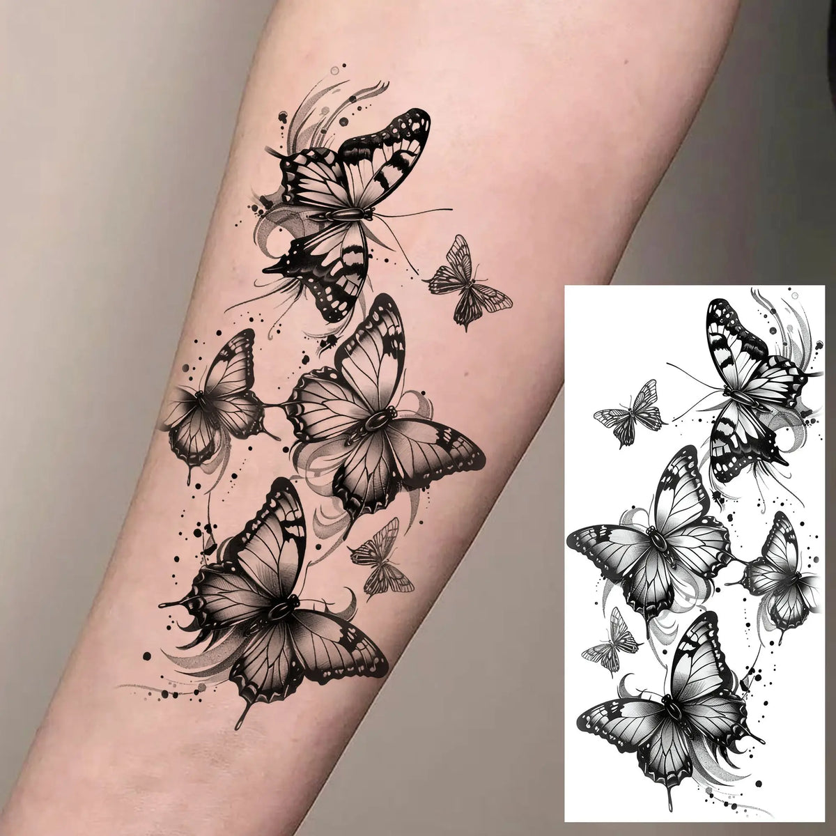 1 Sheet Watercolor Rose Butterfly Temporary Tattoos For Women Realistic Fake Tattoos Waterproof Body Art Tatoo Sticker Last Long