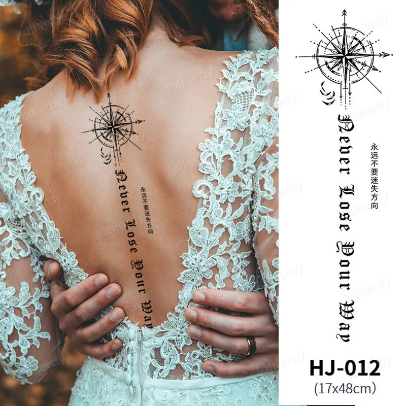 Butterfly Text Rose Flower Temporary Tattoo Stickers Long Lasting 2 Weeks Herbal Juice Ink Body Art Back Leg Chest Tattoo Women