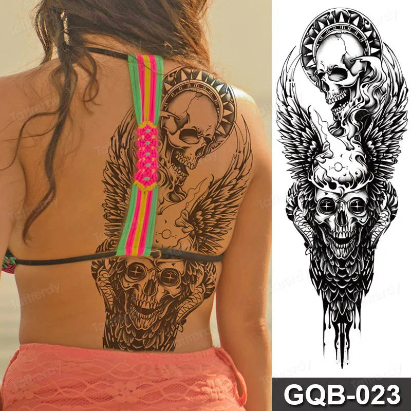 Rose Peony Flower Temporary Tattoo Full Arm Sleeve Leg Thigh Waist Women Body Art Waterproof Tattoo Stickers Large Size 48*17Cm
