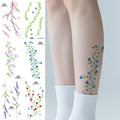 6 Sheets Flowers Temporary Tattoos Purple Lavender Clavicle Chest Tattoo Stickers For Women Body Wrist Waterproof Fake Tattoo