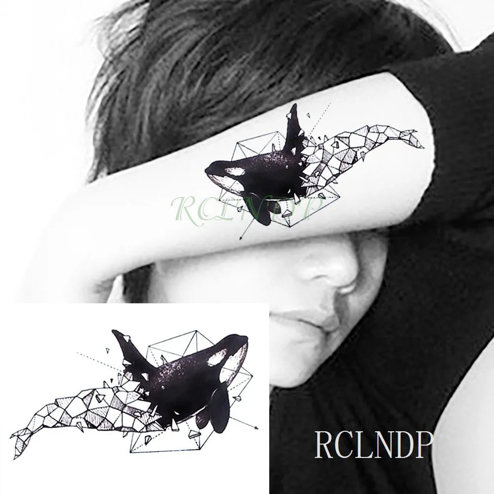 Waterproof Temporary Tattoo sticker whale small fake tatto stickers flash tatoo hand foot tattoos for girl men women kids